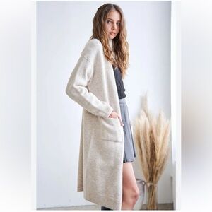 Trim & Tailor Cozy Cream Women's Long Cardigan Sweater- Wool & Cashmere